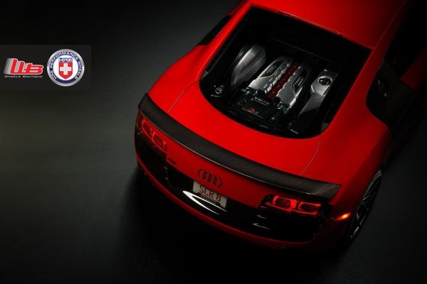 夜色下的血紅色猛獸 奧迪R8改裝HRE輪轂!